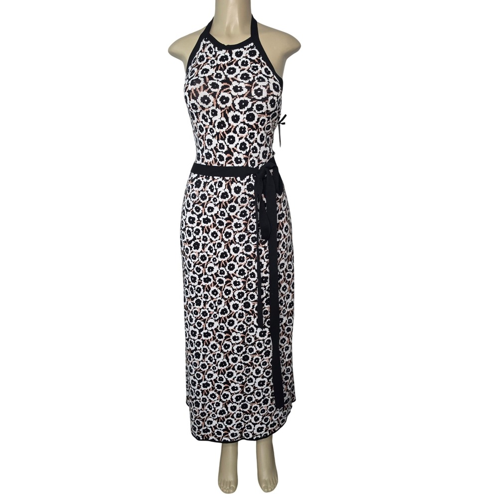 Diane von Furstenberg Dress Women XL Black Floral Halter Maxi DVF for Target